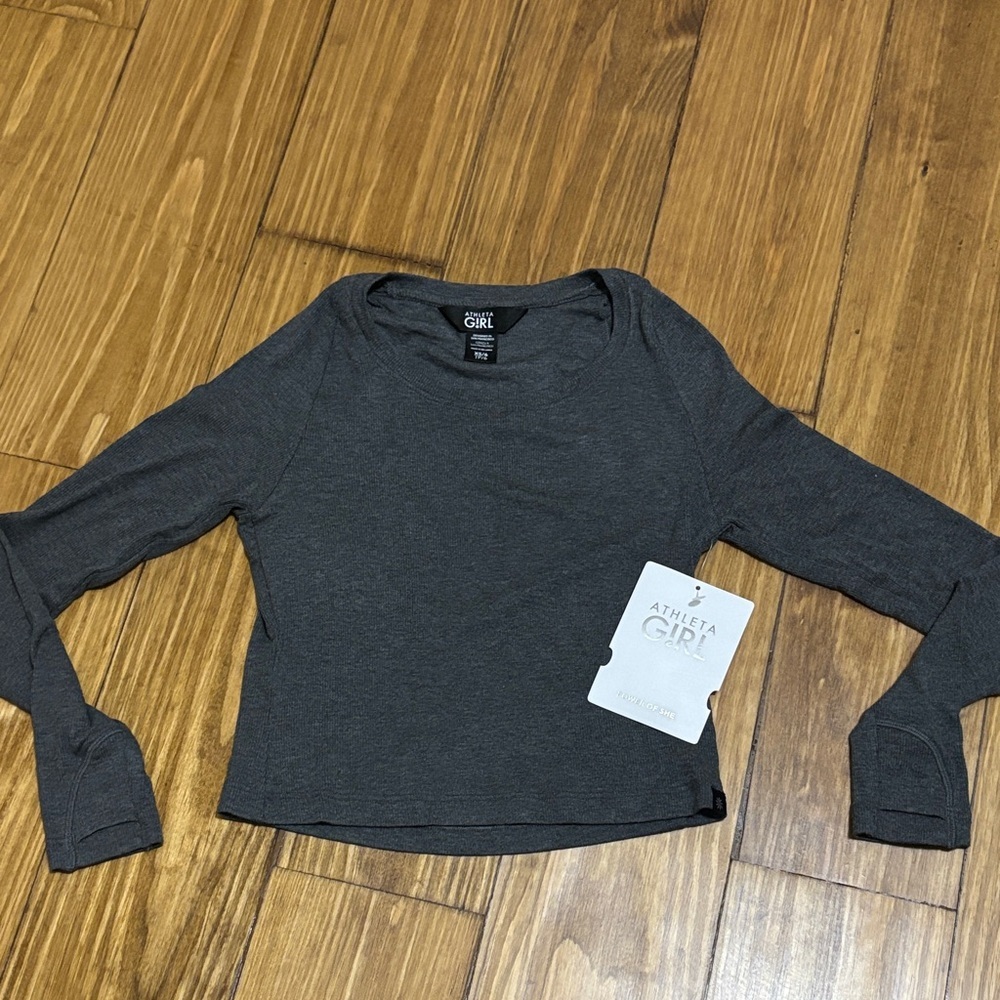NWT Athleta Girl Easy Rib Top Size XS/6 Dark Gray Color
